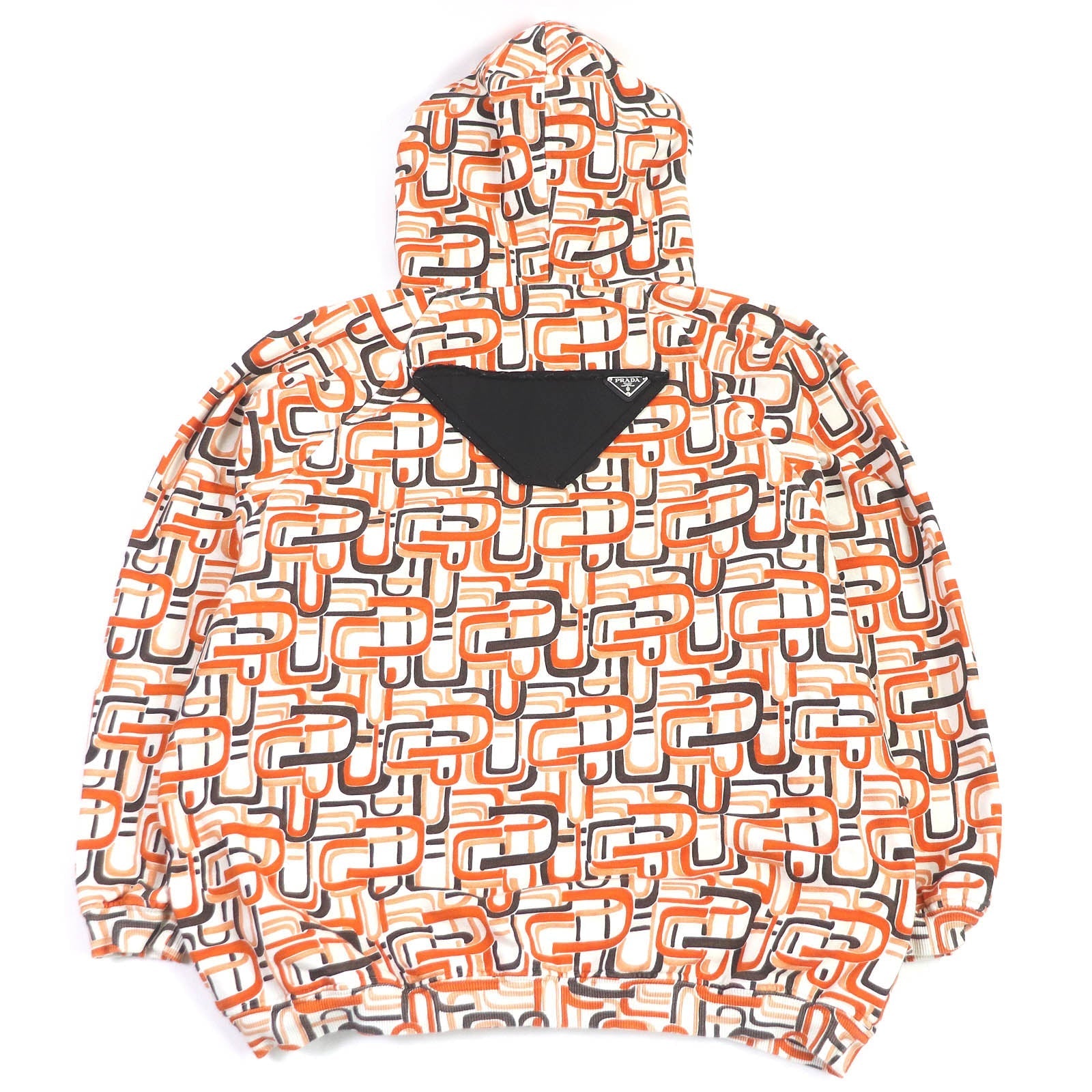PRADA Hoodie 134628 Main: 100% cotton, Part: 95% cotton, Part: 5% elastane (polyurethane), Part: calf leather Orange mens M