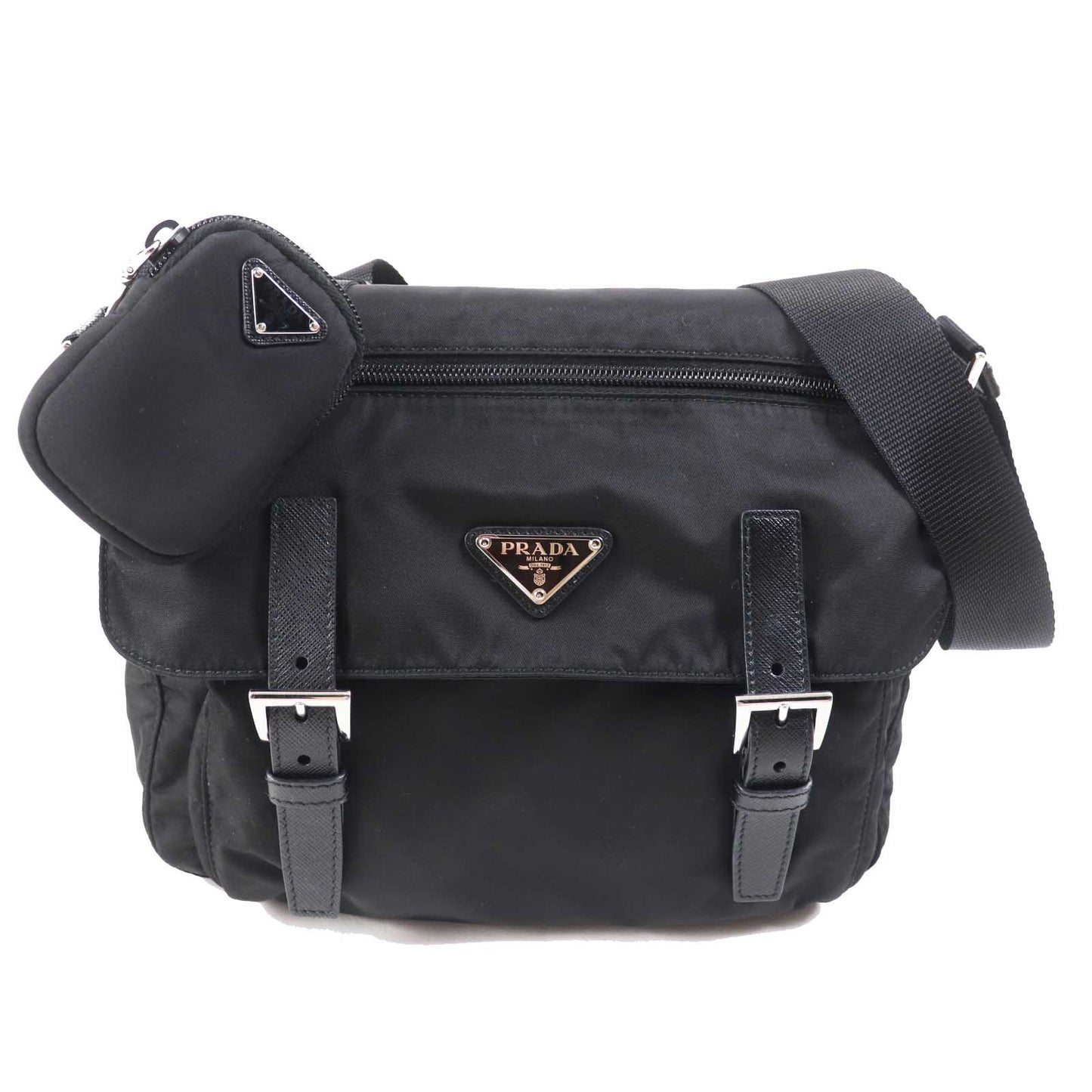 PRADA Shoulder Bag Main: Nylon, Part: Leather NERO Black Re-Nylon Women