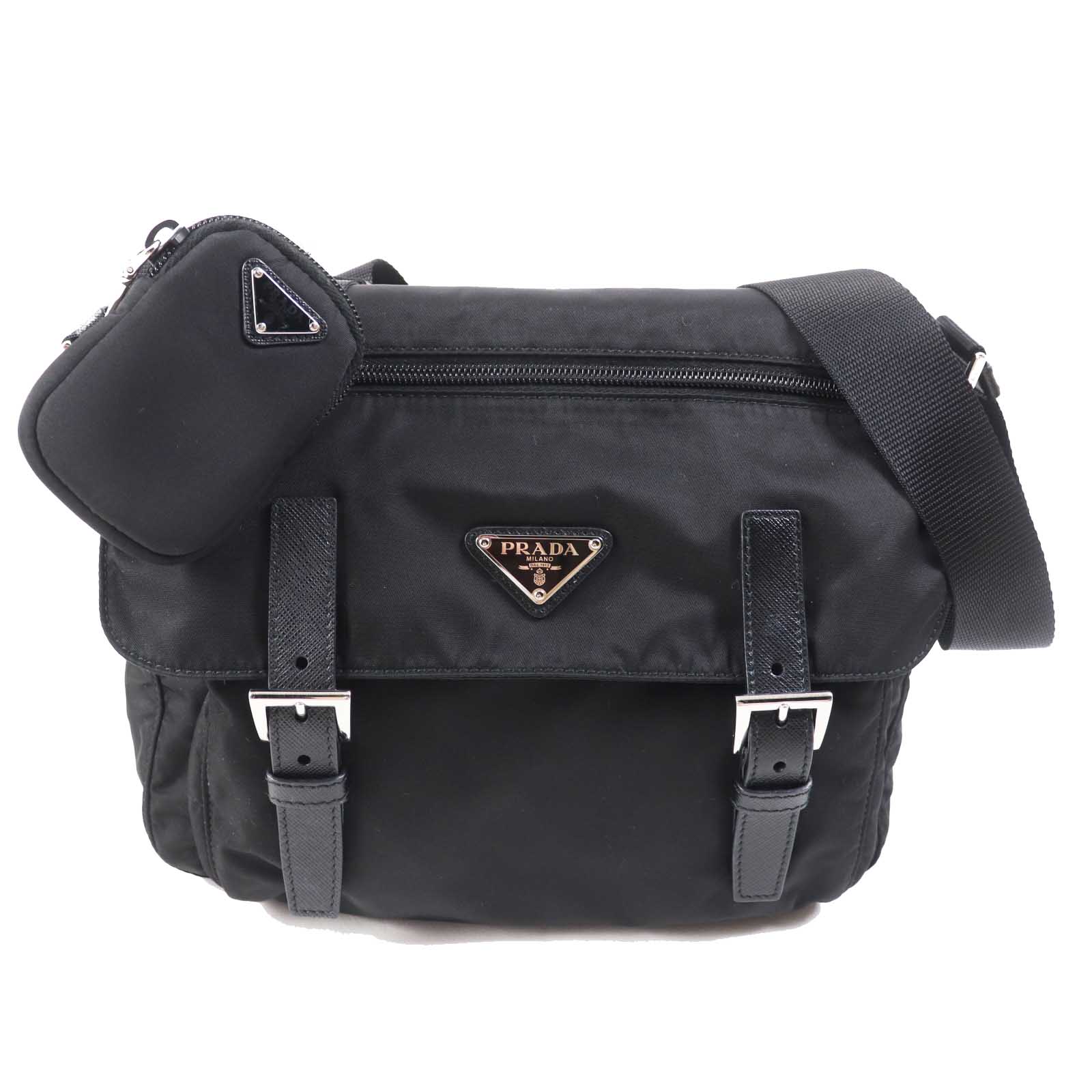 PRADA Shoulder Bag Main: Nylon, Part: Leather NERO Black Re-Nylon Women