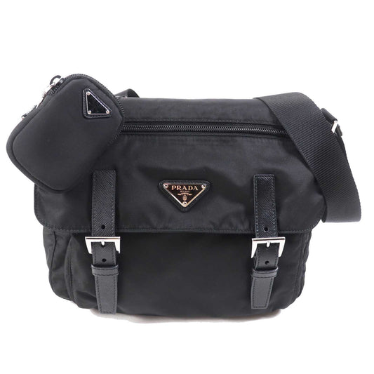 PRADA Shoulder Bag Main: Nylon, Part: Leather NERO Black Re-Nylon Women