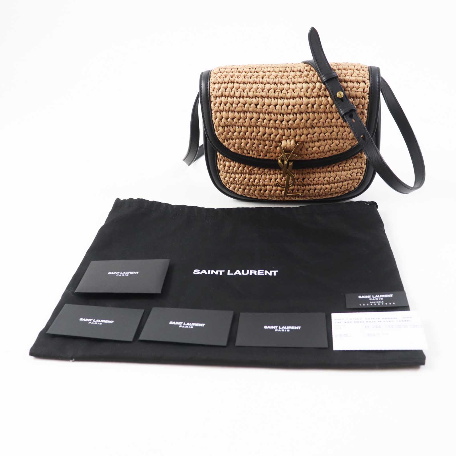 SAINT LAURENT PARIS Shoulder Bag 634818 Main: Raffia, Main: Leather Natural black Kaia Women