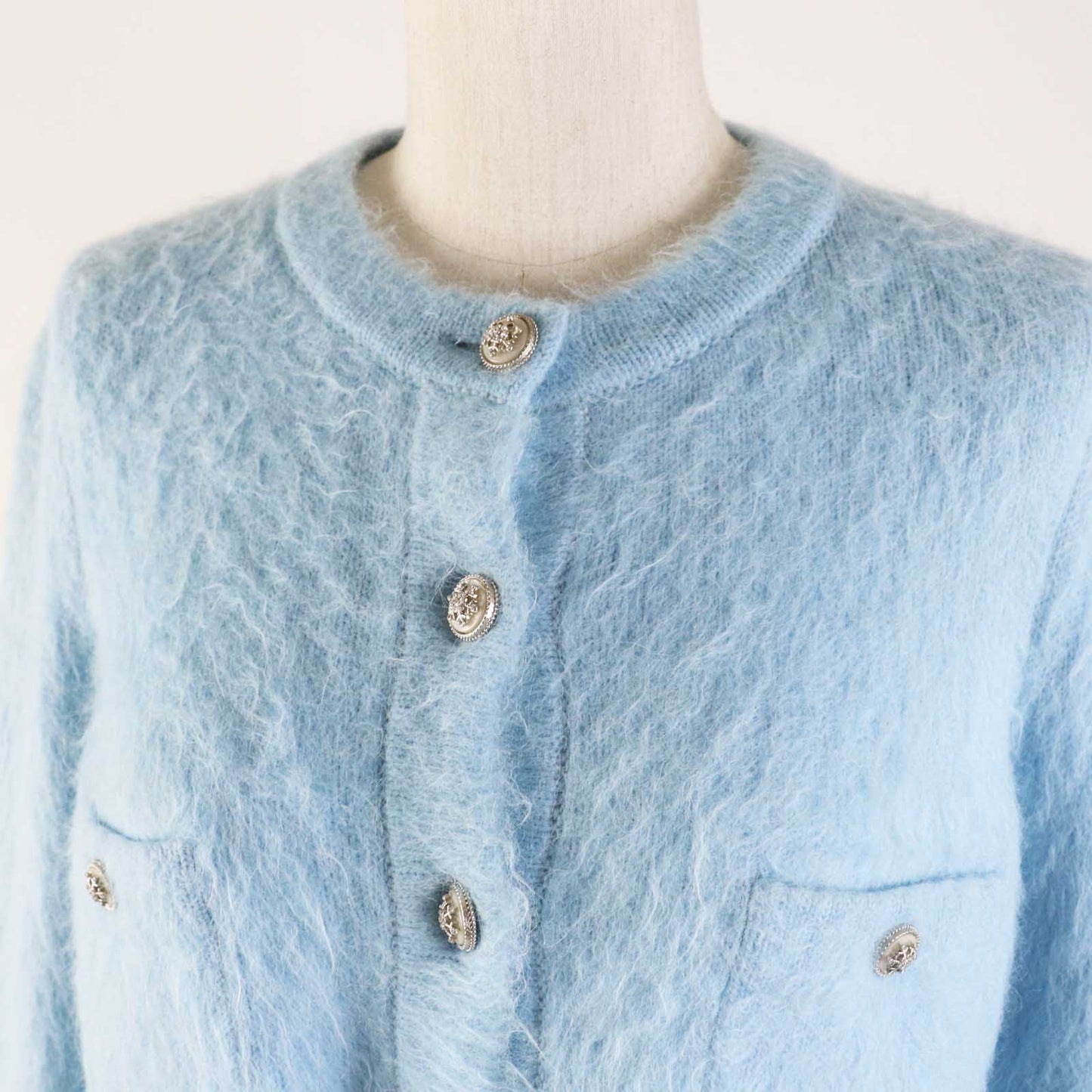 Chanel Cashmere Alpaca Knit Cardigan 36 COCO Button Classic Flap Tote