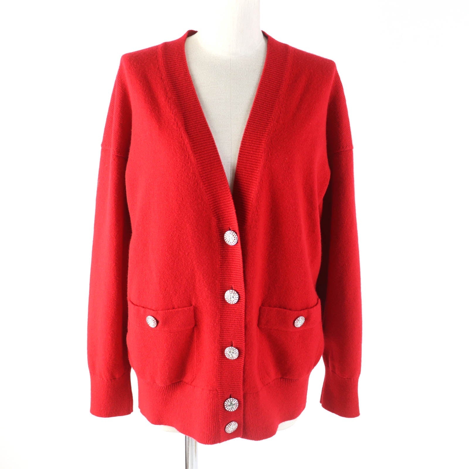 Chanel Cashmere V-neck Cardigan with Jewel Buttons Classic Flap Tote