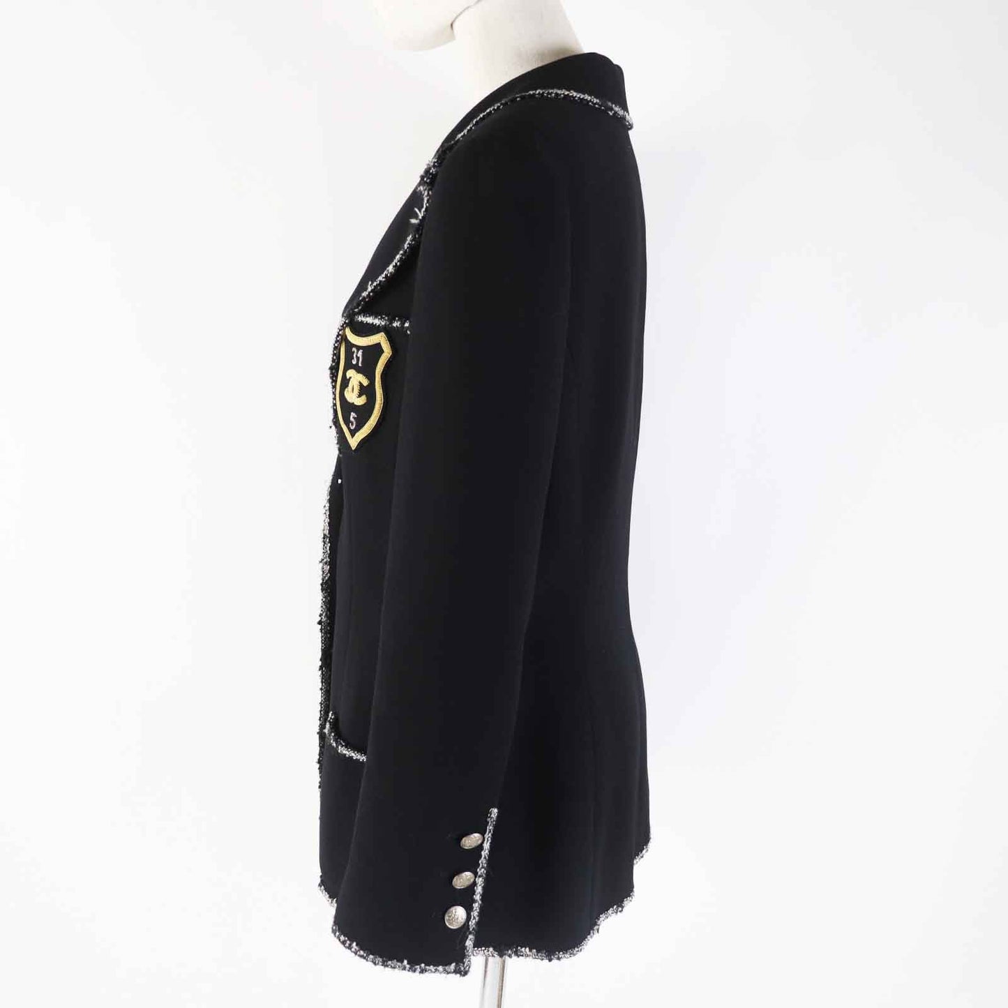 Chanel Wool COCO Mark Emblem Jacket Black Classic Flap Tote
