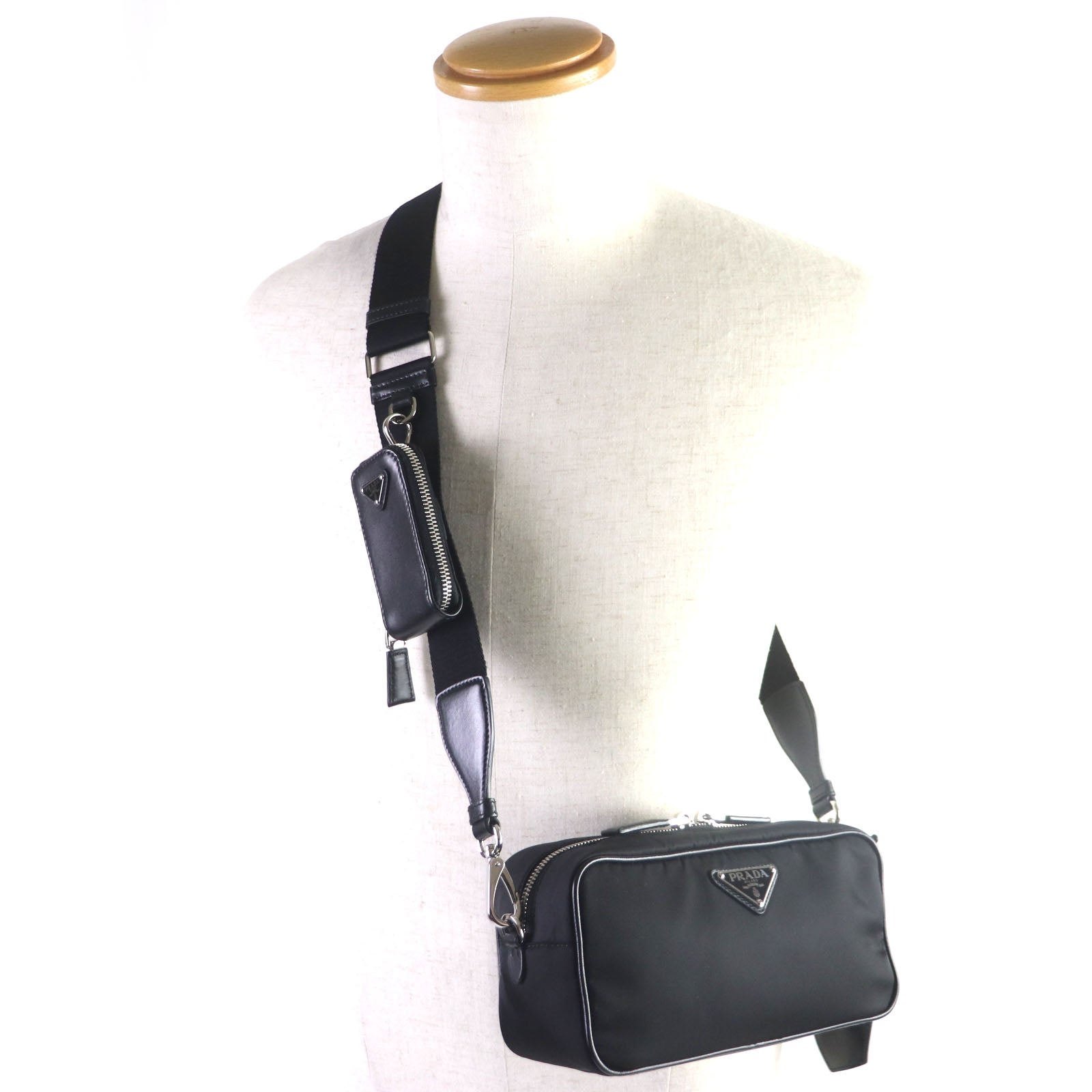 PRADA Shoulder Bag Main: Nylon, Part: Leather black mens