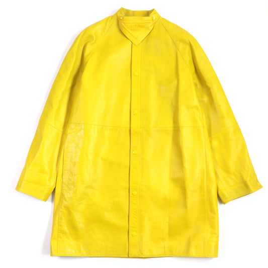 PRADA Leather coat UPS564 Outer: Lamb leather, Lining: 100% rayon yellow mens S