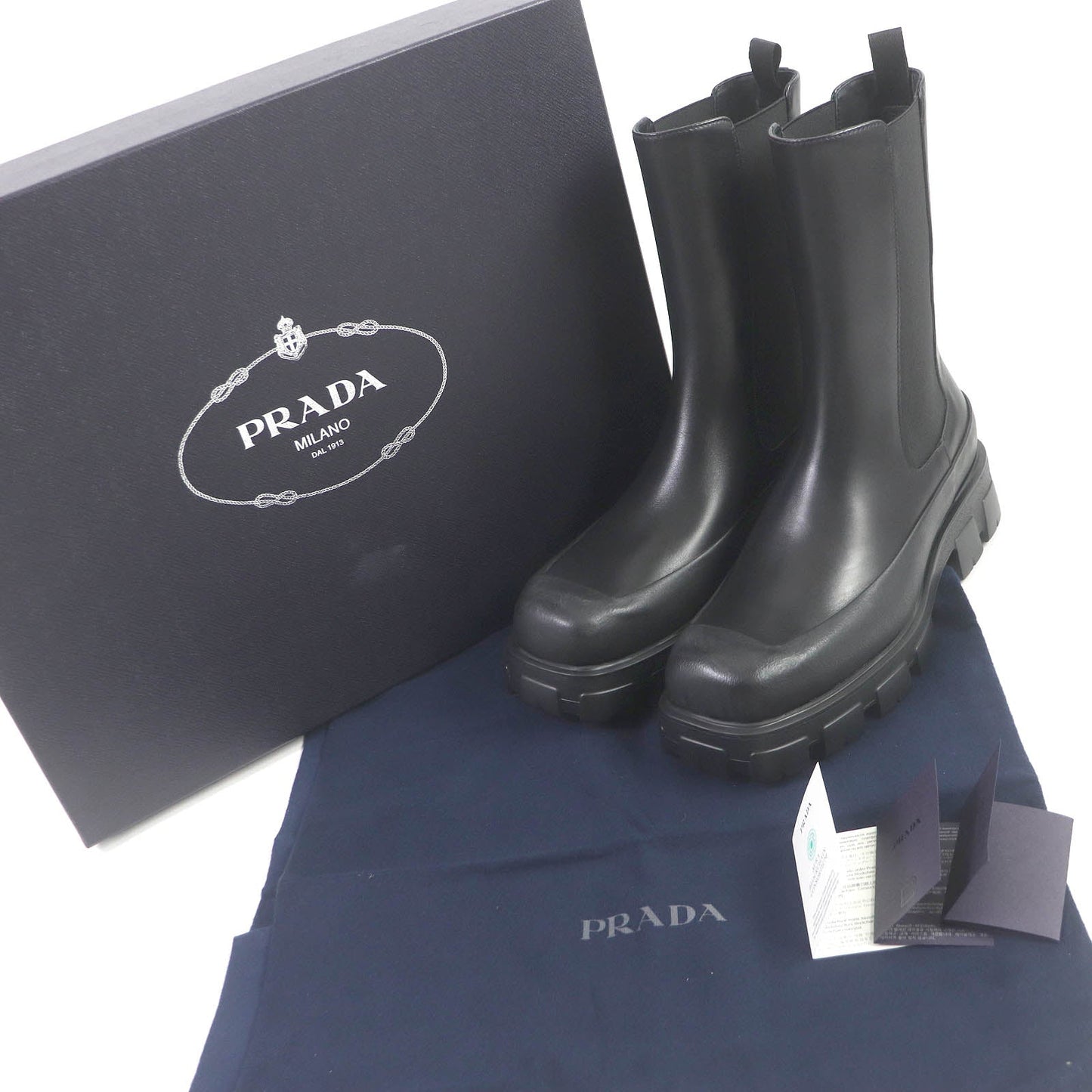 PRADA boots 2UG007 Main: Leather black monolith mens 10