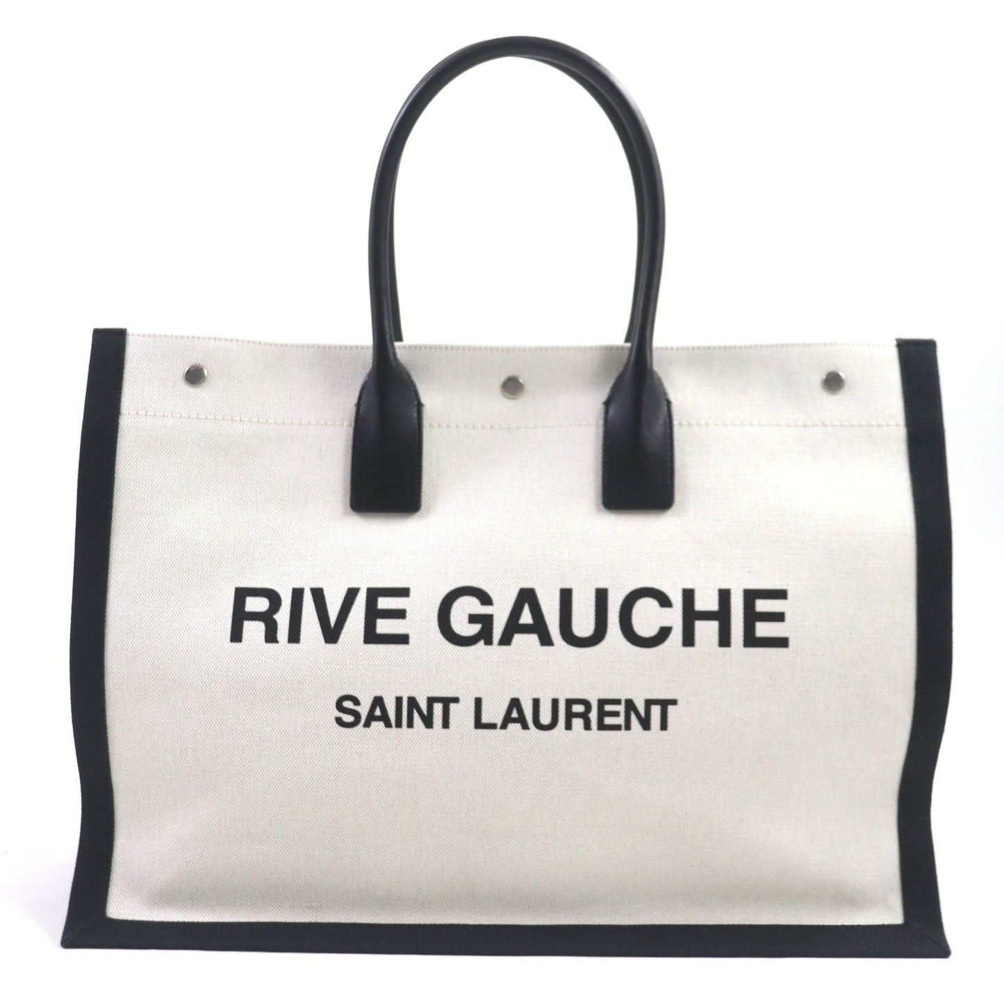 SAINT LAURENT PARIS Tote Bag 509415 Main: Canvas, Main: Leather Beige black Rive Gauche mens