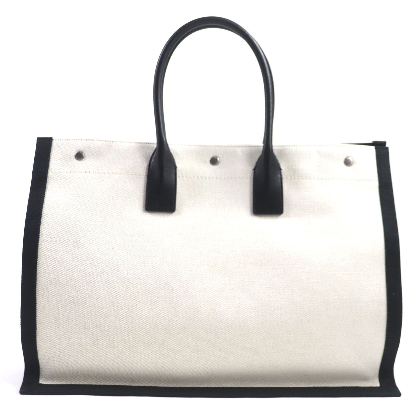 SAINT LAURENT PARIS Tote Bag 509415 Main: Canvas, Main: Leather Beige black Rive Gauche mens