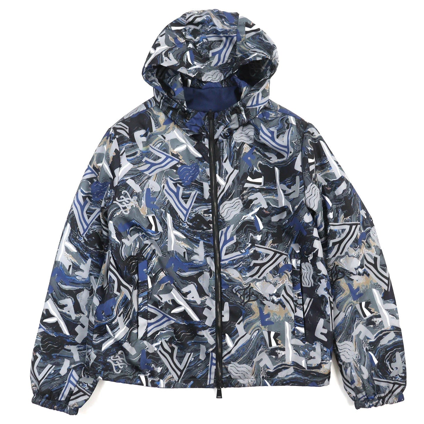 FENDI Jacket FW1088 AIXY Outer: 100% nylon, Lining: 100% wool, Filling: 100% polyester Blue Gray Black type mens 46