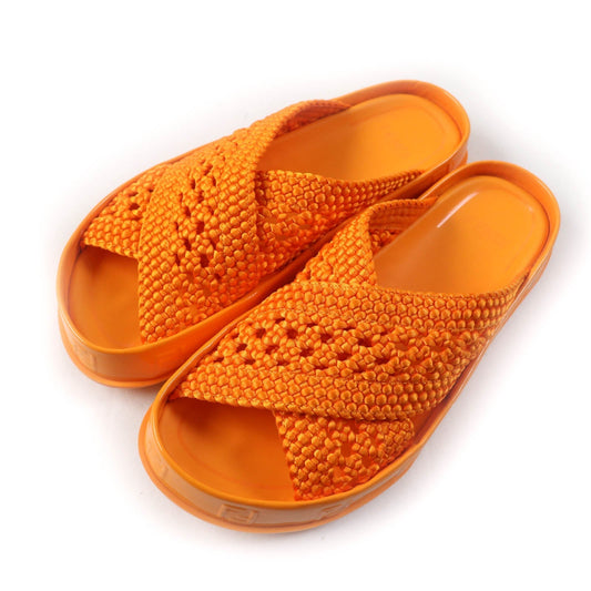 FENDI Sandals Rubber, Fabric Orange reflection Women 36