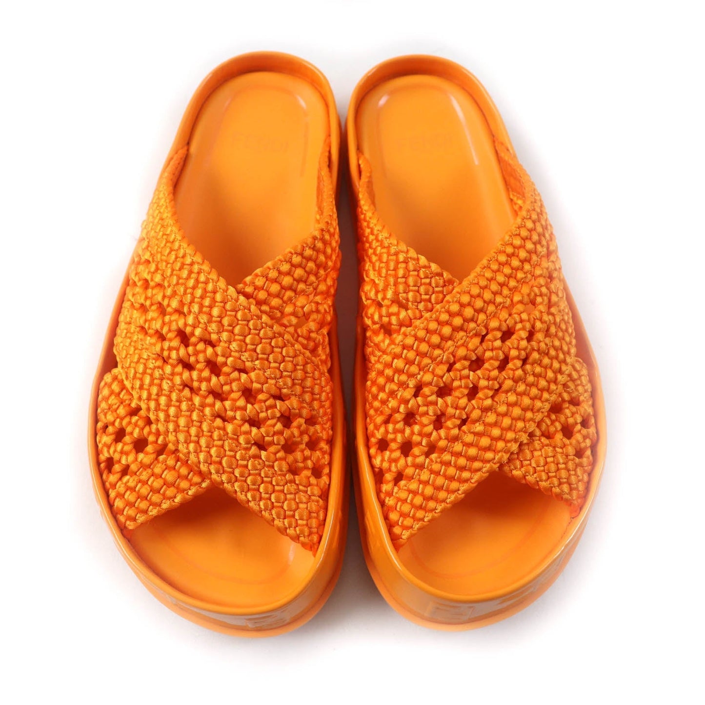 FENDI Sandals Rubber, Fabric Orange reflection Women 36