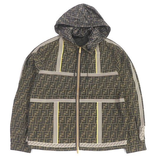 FENDI Mountain Hoodie FW0956 Outer material: 62% polyester, Outer material: 33% cotton, Outer material: 5% acrylic, Lining: 100% polyester, Part: 100% polyurethane Brown mens 44