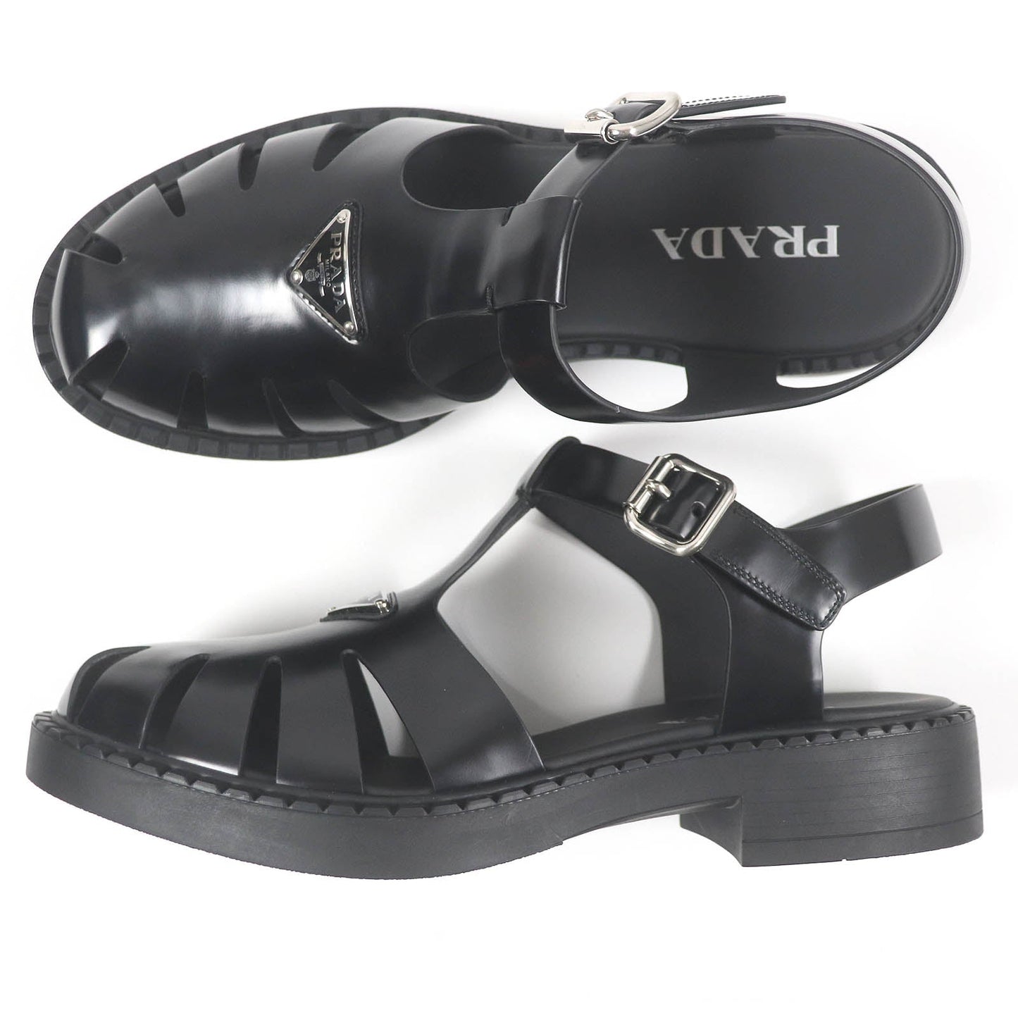 PRADA Sandals 2X3084 Brushed leather black 10.5