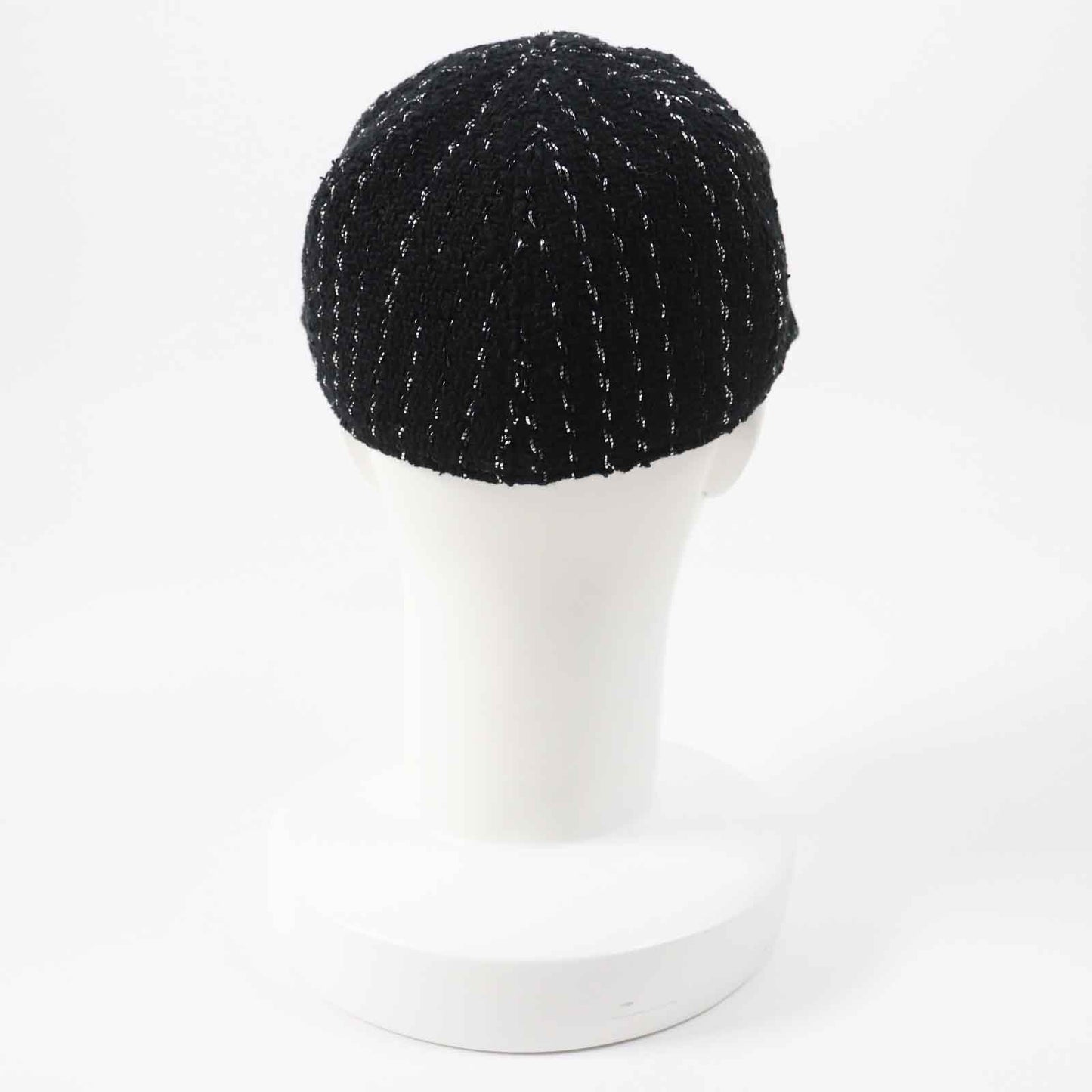 Chanel 23P Tweed Casquette Hat Black Silver M Classic Flap Tote