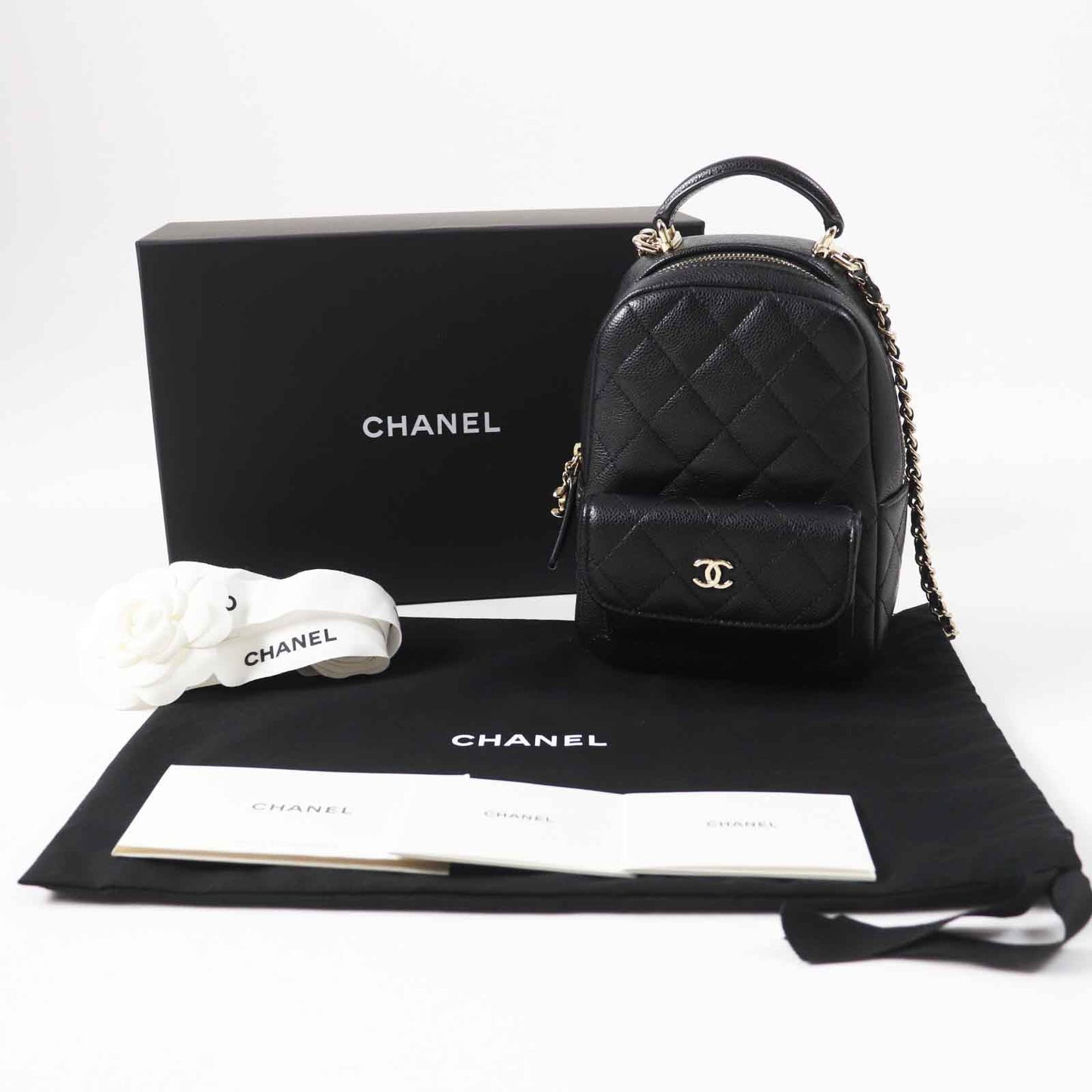 Chanel Caviar Skin Backpack Black Classic Flap