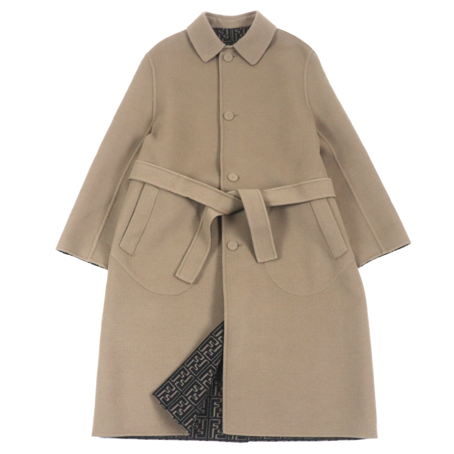 FENDI trench coat FF0667 AL57 Main: 99% wool, Main: 1% silk Brown black mens 52