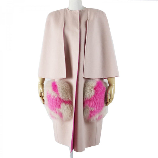 FENDI coat FF8458 W1D Outer: 100% wool, fur: fox pink Women 46