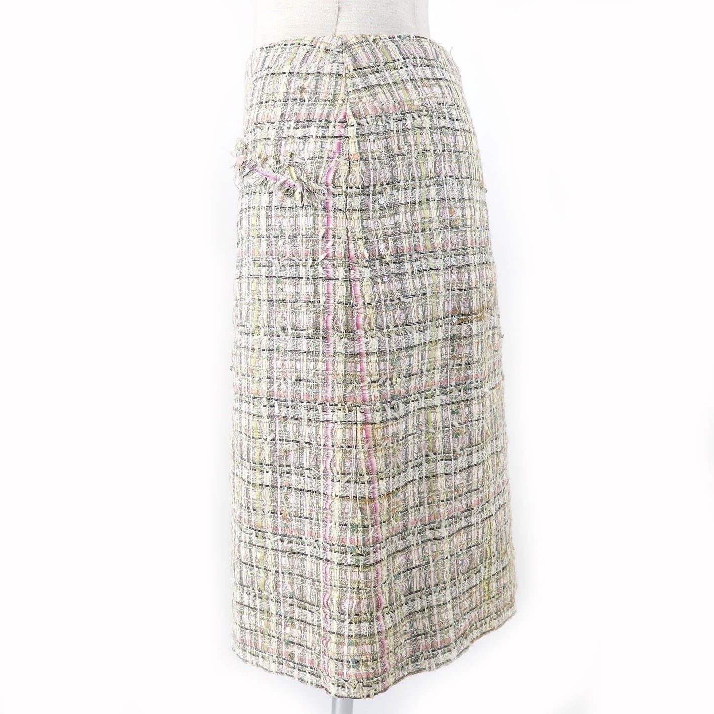 Chanel Tweed Skirt Silk Blend Beige Multicolor 36 Classic Flap Tote