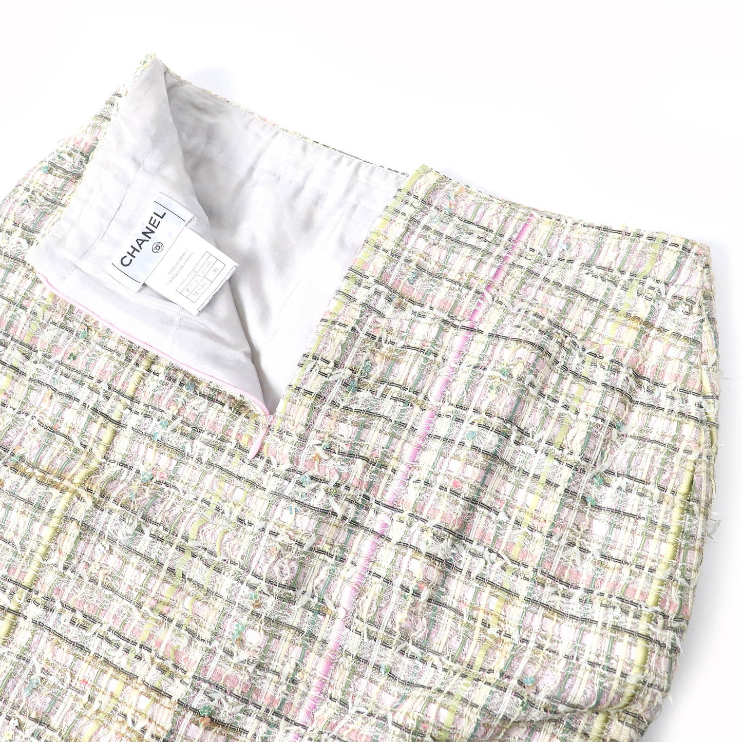 Chanel Tweed Skirt Silk Blend Beige Multicolor 36 Classic Flap Tote