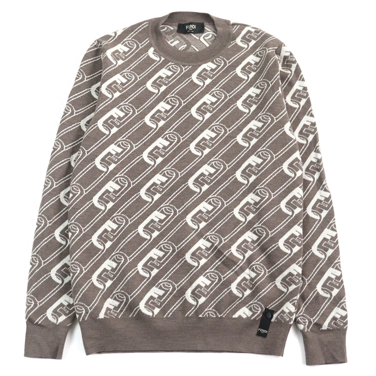 FENDI knit FZX061 Outer material: 100% virgin wool Brown white mens 48