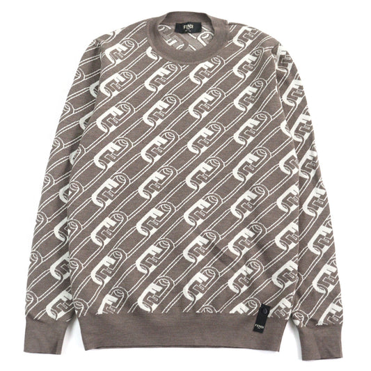 FENDI knit FZX061 Outer material: 100% virgin wool Brown white mens 48