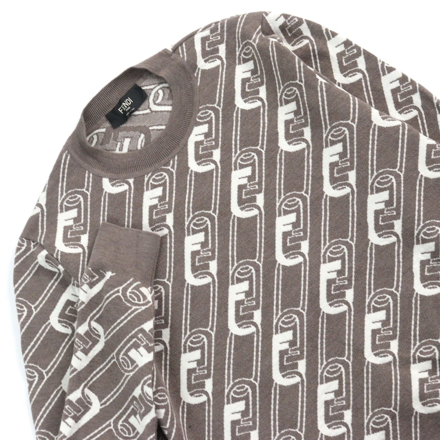 FENDI knit FZX061 Outer material: 100% virgin wool Brown white mens 48