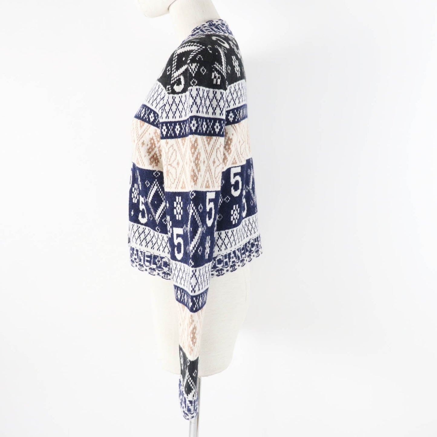 Chanel Cashmere Logo Print Cardigan Classic Flap Tote