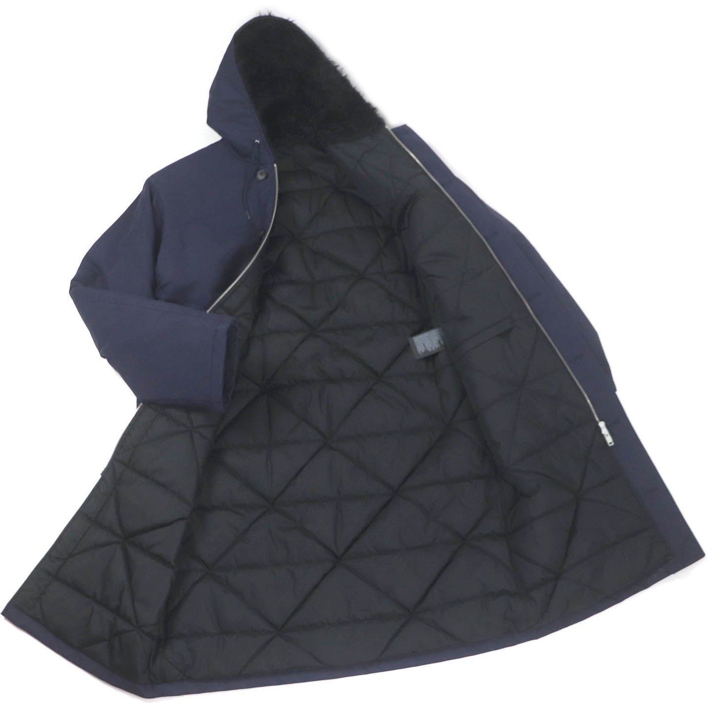 PRADA Mod coat SGO132 Outer: 51% polyamide (nylon), Outer: 49% cotton, Lining: 100% recycled polyamide, Part: 64% mohair, Part: 36% cotton Navy mens L