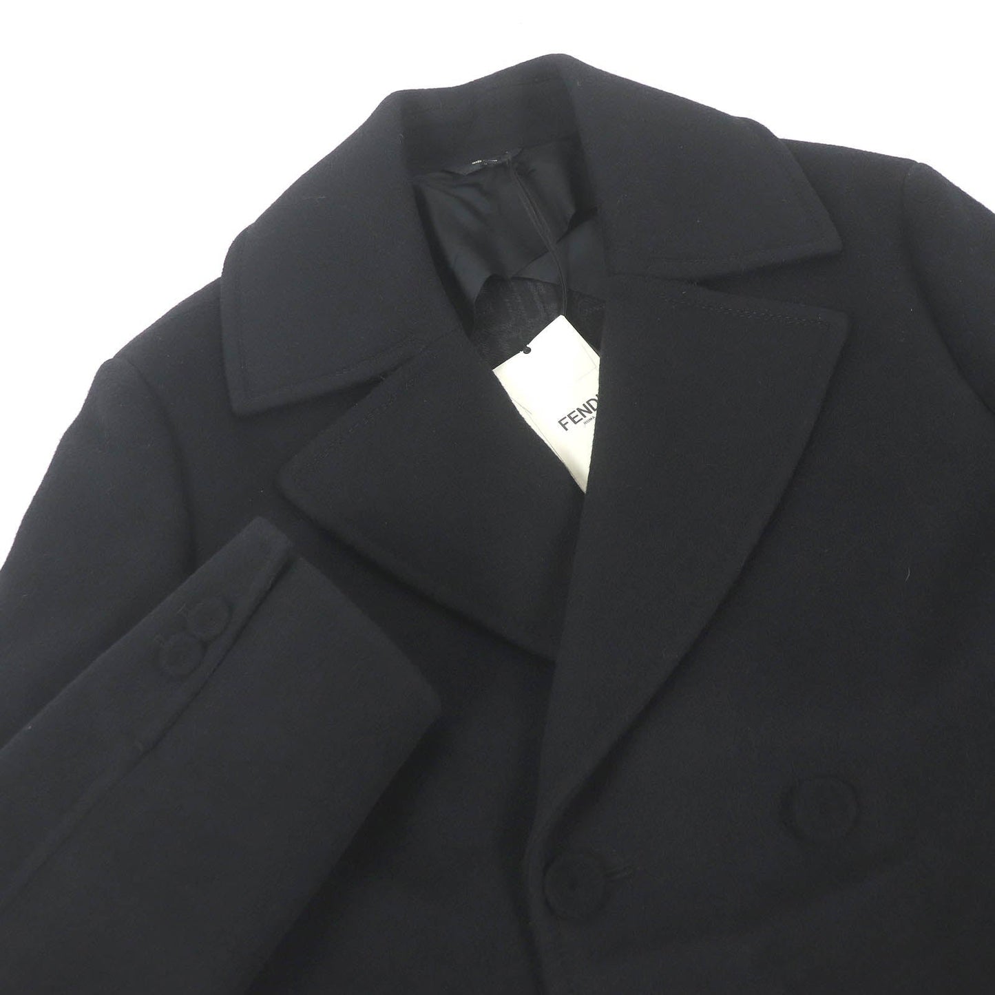 FENDI coat FF0709 Main: 99% wool, Main: 1% silk black mens 48