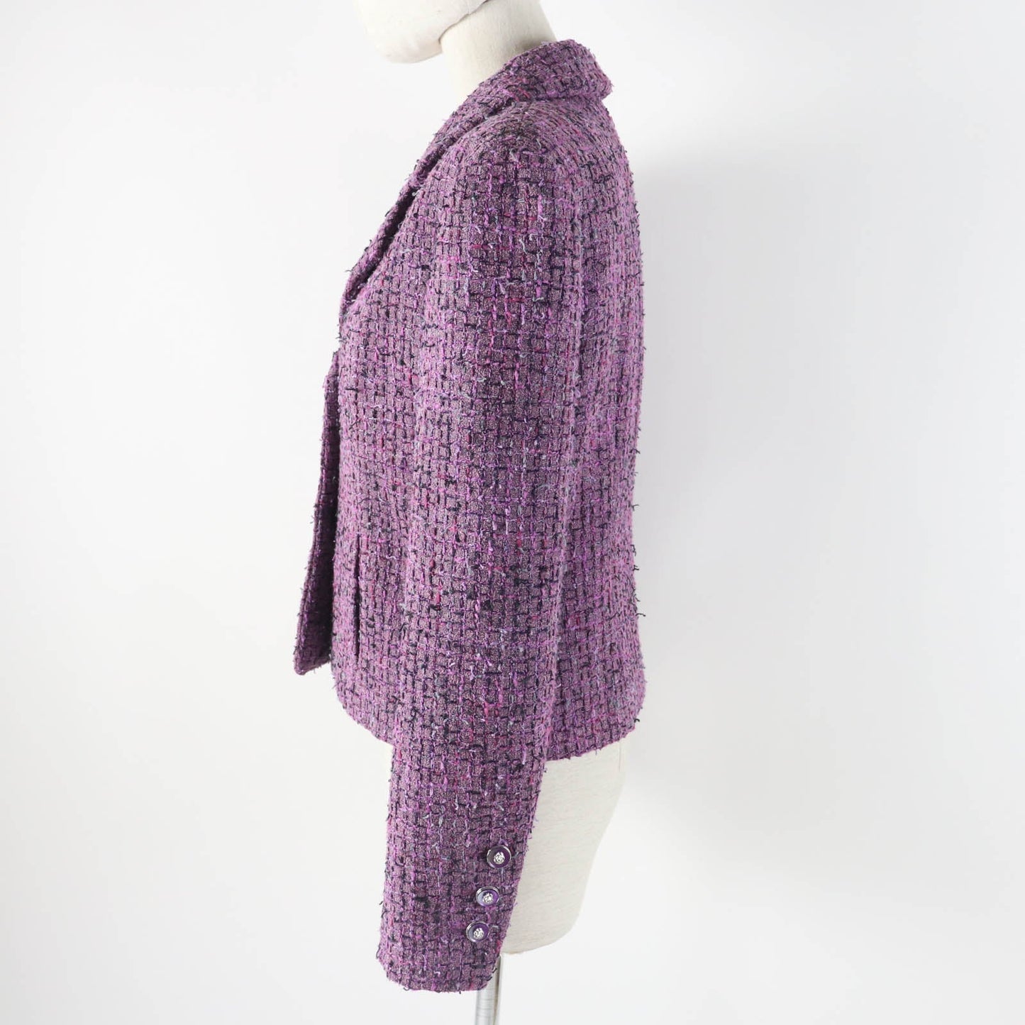 Chanel Tweed Jacket Purple 36 Women Classic Flap Tote