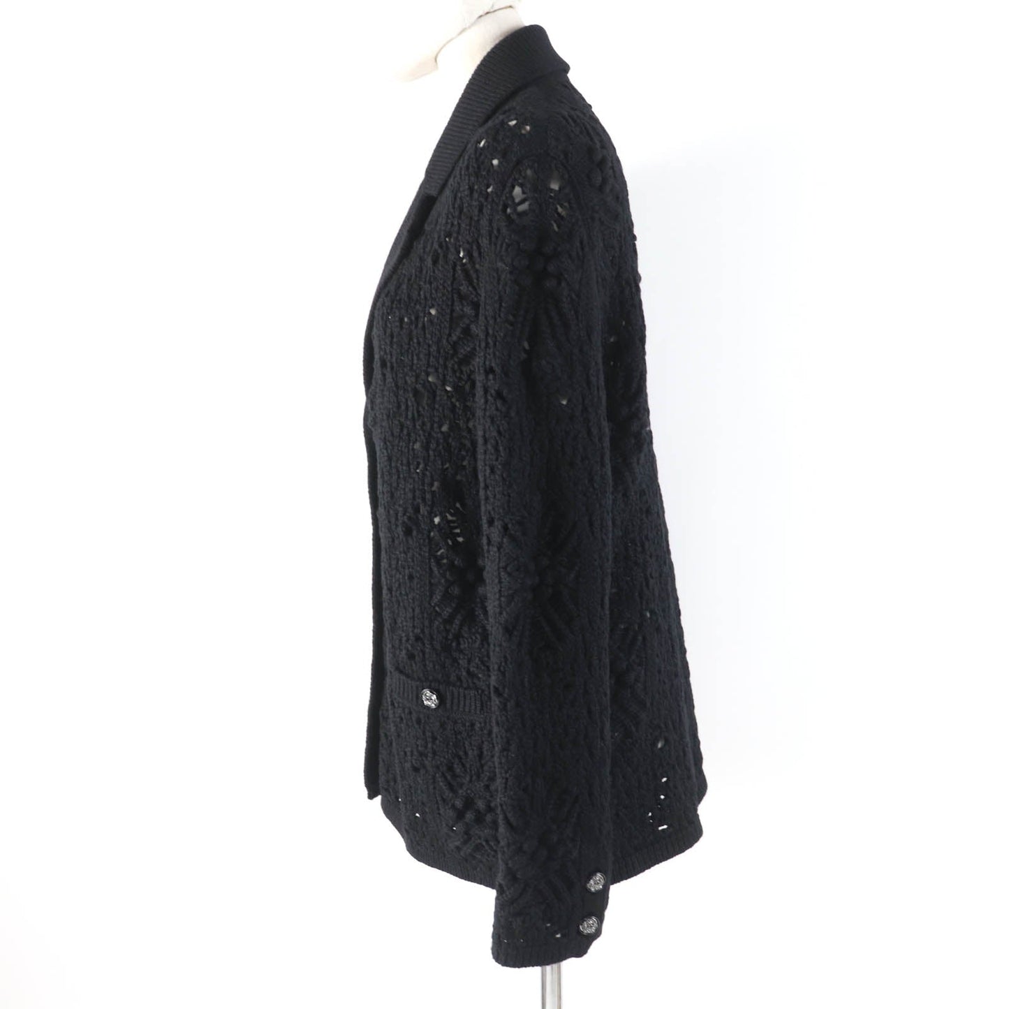 Chanel Cashmere Cardigan COCO Mark Button Black Classic Flap Tote
