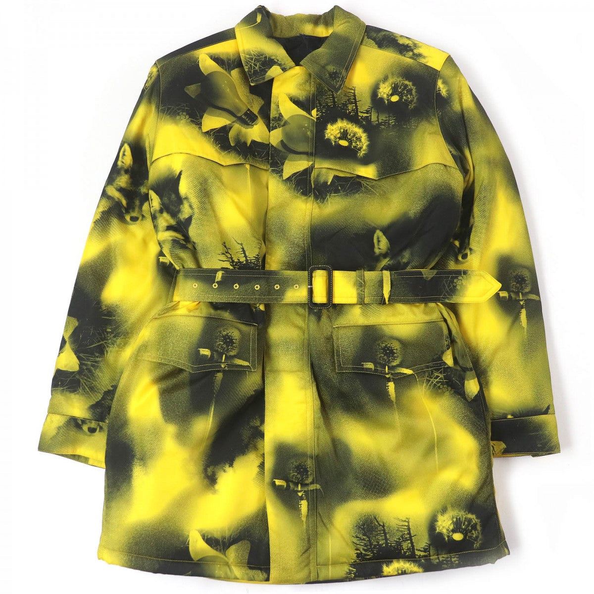 PRADA coat SGC091 Main: 100% recycled polyamide, Filling: 55% polyester, Filling: 45% recycled polyester, Part: calf leather yellow mens XS