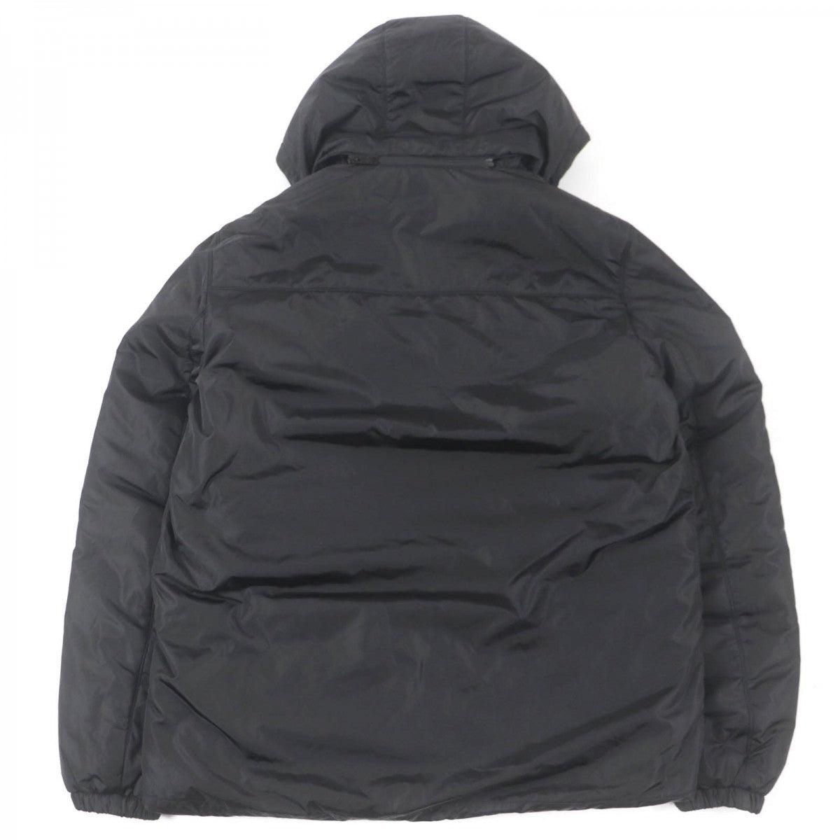 PRADA Down jacket SGN955 Main: 100% recycled nylon, Filling: 40% down, Filling: 33% recycled polyamide, Filling: 27% polyester, Leather part: Lambskin black mens 50