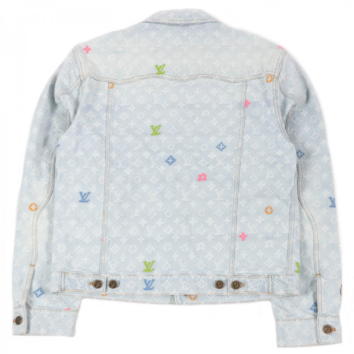 LOUIS VUITTON Denim Jacket Outer: 98% cotton, Outer: 2% polyester, Lining: 65% polyester, Lining: 35% cotton, Leather part: cowhide Indigo blue mens 46