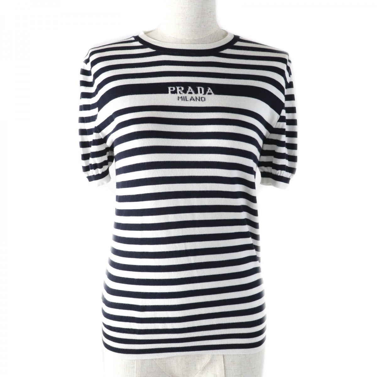 PRADA Short sleeve T-shirt P24V1D Main: 97% cotton, Main: 1% polyamide, Main: 1% elastane White Dark Navy Women 36