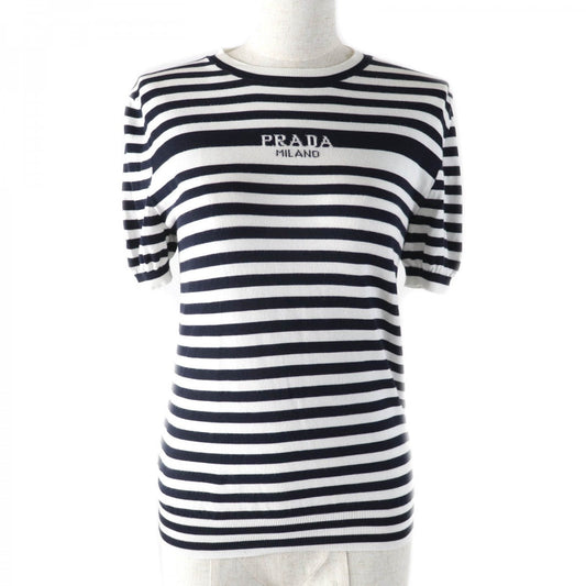 PRADA Short sleeve T-shirt P24V1D Main: 97% cotton, Main: 1% polyamide, Main: 1% elastane White Dark Navy Women 36