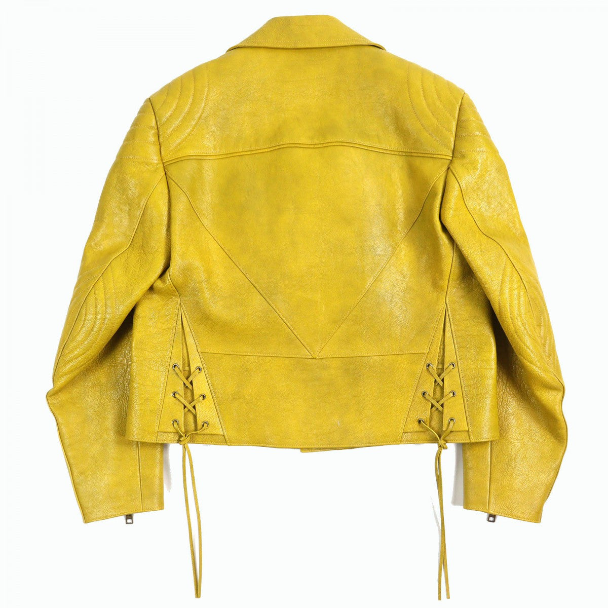 PRADA Riders jacket UPW416 Main: Calf leather, Lining: 100% viscose (rayon), Filling: 55% polyester, Filling: 45% recycled polyester Yellow type mens 48