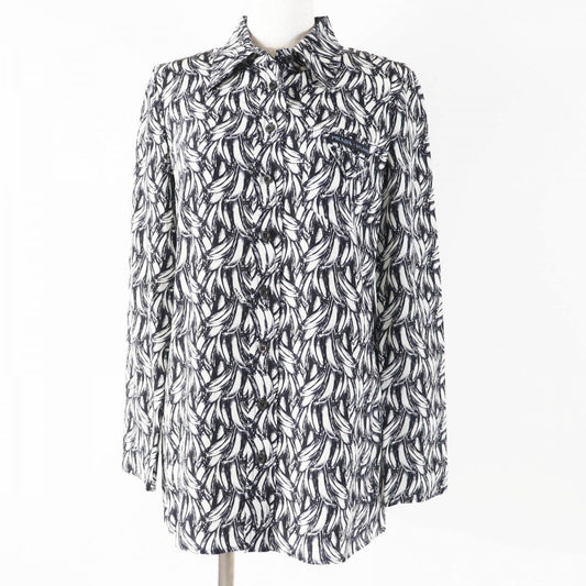 PRADA Long sleeve shirt P491C Main: 100% silk Black White Women 36