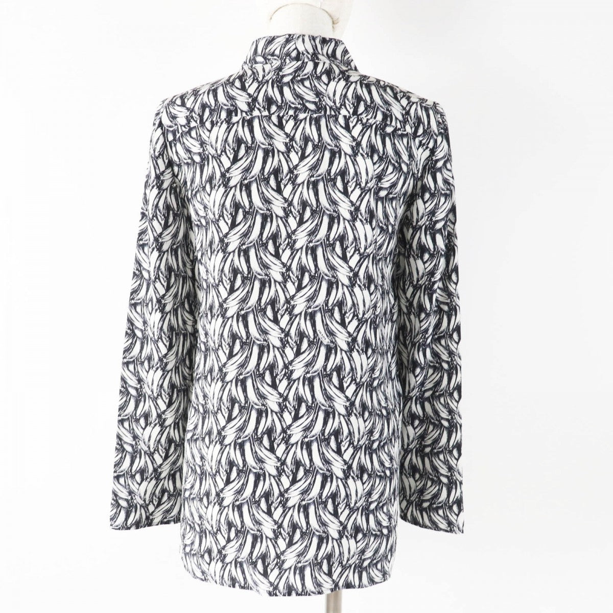 PRADA Long sleeve shirt P491C Main: 100% silk Black White Women 36