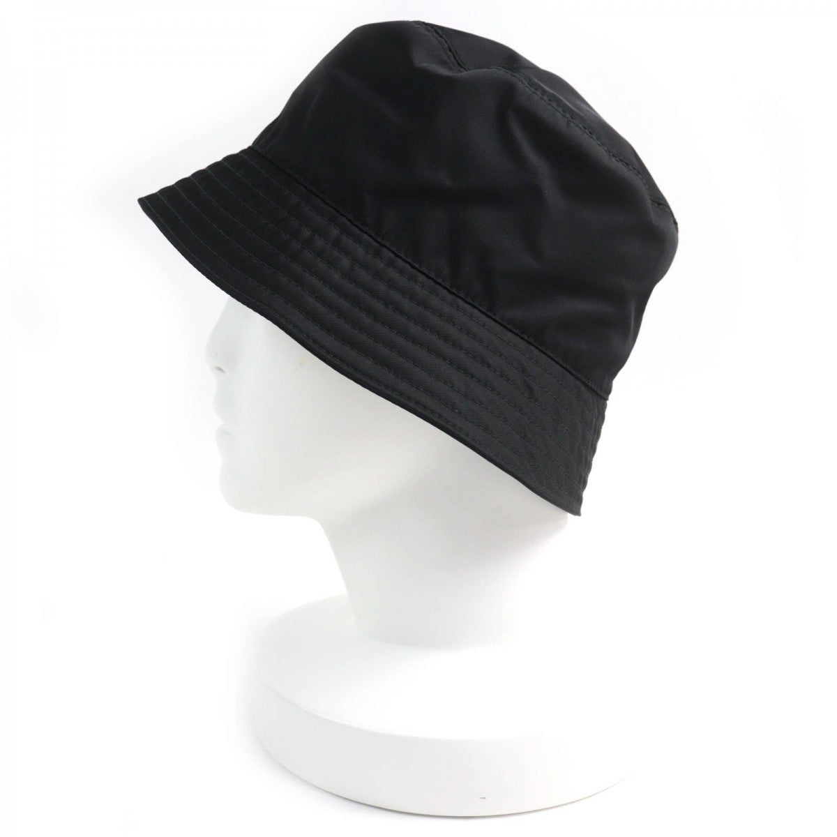 PRADA hat 1HC137 Outer: 100% recycled polyamide, Lining: 100% cotton, Leather part: calf leather black Women M