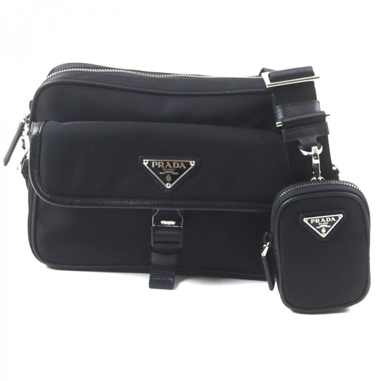 PRADA Shoulder Bag Main: Nylon, Part: Saffiano leather black mens