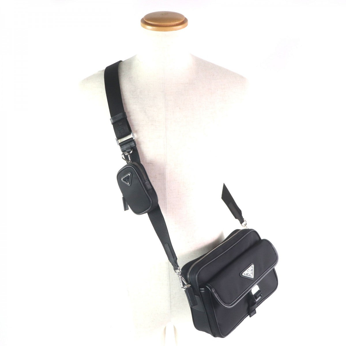 PRADA Shoulder Bag Main: Nylon, Part: Saffiano leather black mens