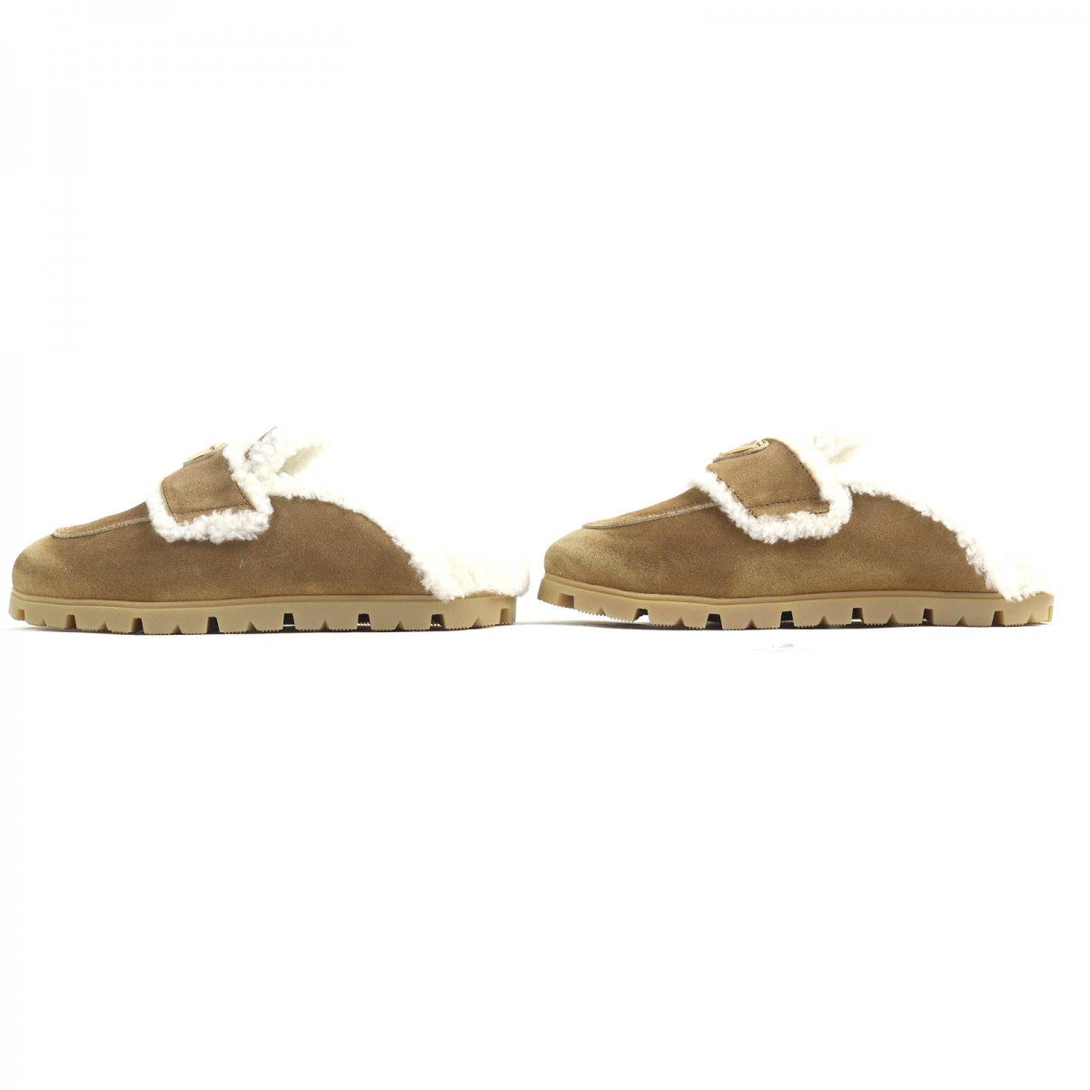 PRADA Sandals 1S711M Main: Suede leather beige Suede shearling slippers Women 37