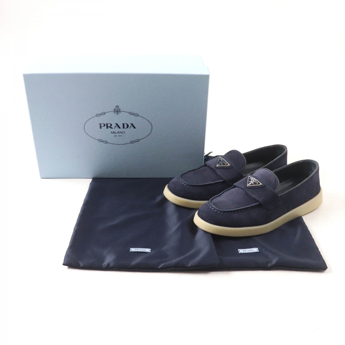 PRADA loafers 1D222N Main: Suede leather Navy Women 35.5