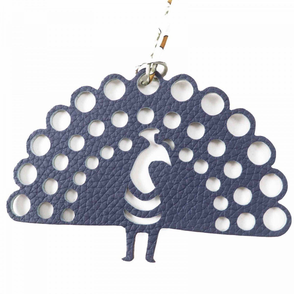 HERMES Bag charm leather Navy Petit h petit ash Peacock Women