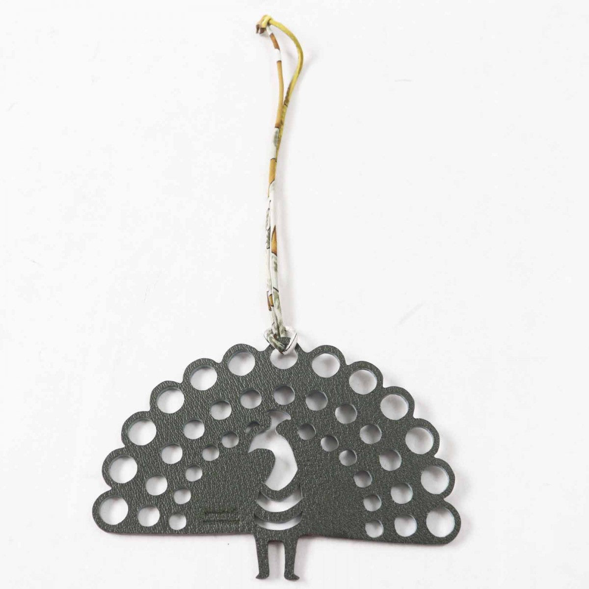 HERMES Bag charm leather Navy Petit h petit ash Peacock Women