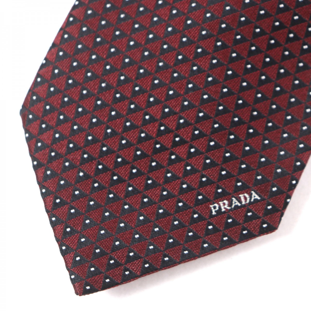 PRADA tie UCR77 Main: 100% silk Bordeaux Black mens
