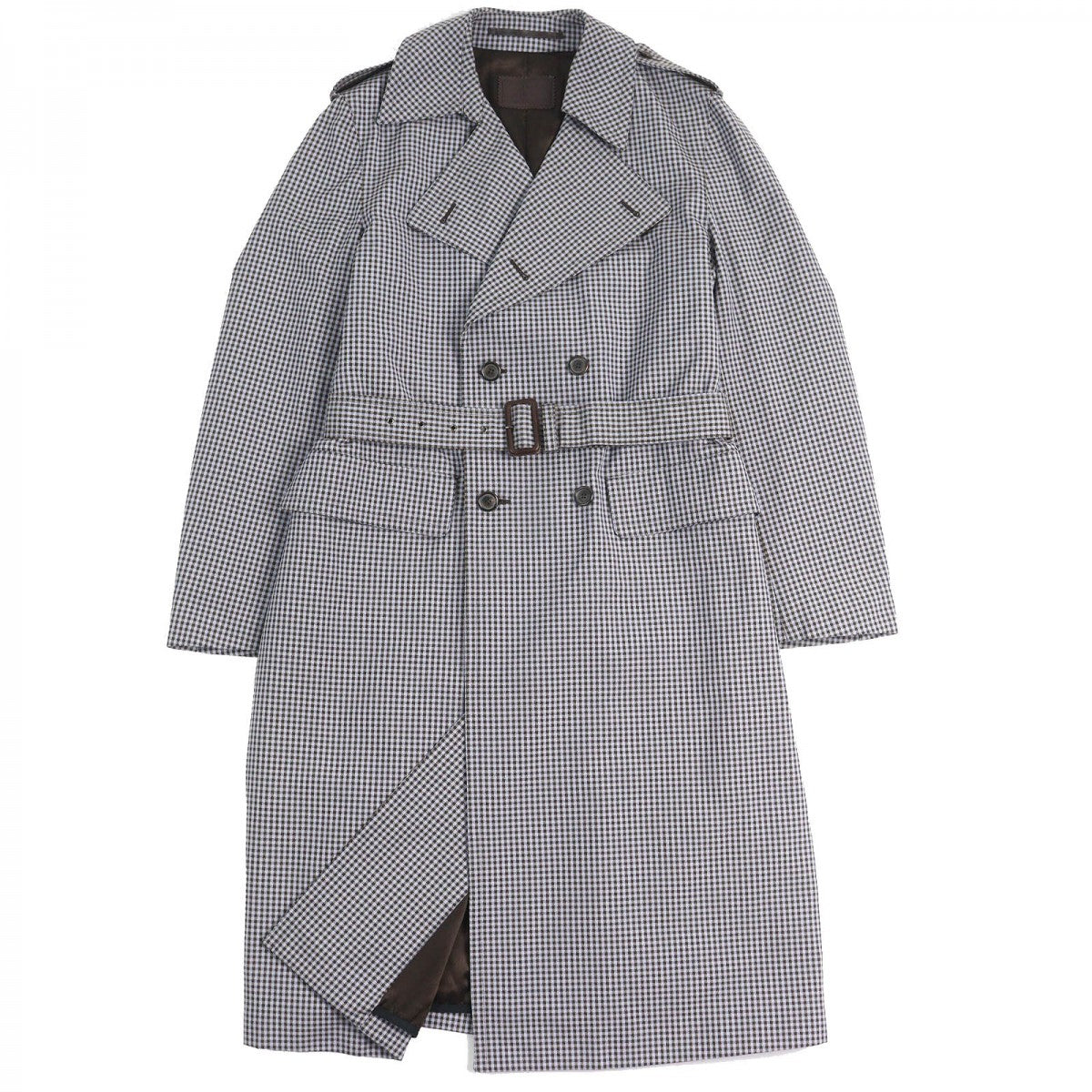 PRADA trench coat Outer: 58% polyester, Outer: 42% wool, Filling: 1000% polyester Blue gray brown mens M