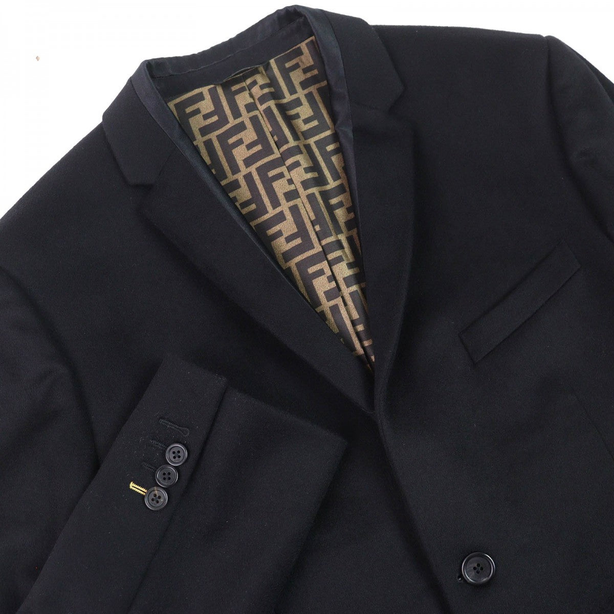FENDI tailored jacket FJ0562 Outer: 100% cashmere, Lining: 70% silk, Lining: 30% polyester, Sleeve lining: 100% silk, Part: 100% cupra black mens 52